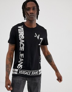 Черная футболка с золотистым логотипом Versace Jeans - Черный