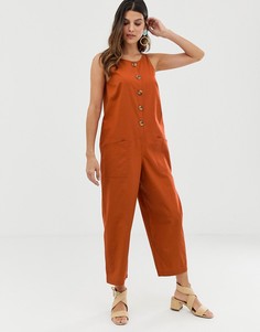 Комбинезон без рукавов на пуговицах ASOS DESIGN - Коричневый