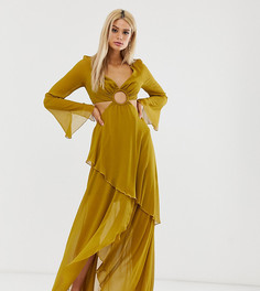 Платье макси с длинными рукавами и кольцом ASOS DESIGN Tall - Зеленый