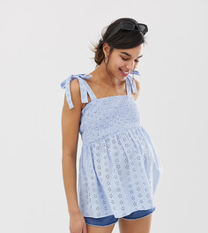 Летний топ с вышивкой и завязкой на плече ASOS DESIGN Maternity - Синий