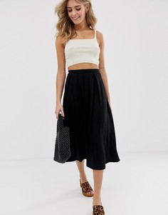 Юбка миди со складками ASOS DESIGN - Черный