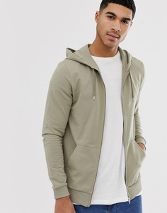Светло-зеленый обтягивающий худи на молнии ASOS DESIGN - Зеленый