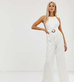 Комбинезон с широкими штанинами и пряжкой ASOS DESIGN Tall - Белый