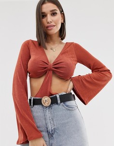 Боди с вырезом ASOS DESIGN - Коричневый