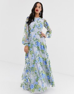 Платье макси с вышивкой и открытой спиной ASOS EDITION - Синий