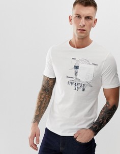 Футболка с принтом и карманом Only & Sons - Белый