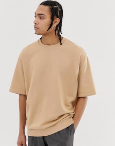 Бежевый oversize-свитшот с короткими рукавами ASOS DESIGN - Бежевый