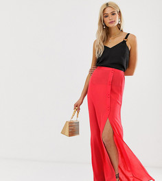 Юбка макси из жатой ткани с пуговицами ASOS DESIGN Tall - Красный