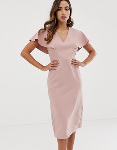 Платье-футляр миди с рукавами ангел ASOS DESIGN - Розовый
