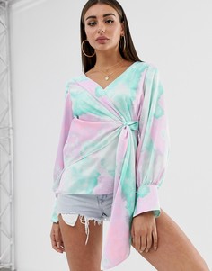 Лонгслив с v-образным вырезом и драпировкой ASOS DESIGN - Мульти