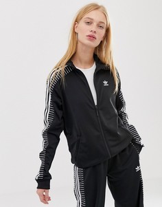 Спортивная куртка с высоким воротом и тремя полосками adidas Originals - Черный