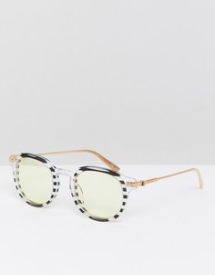 Круглые солнцезащитные очки в полоску Calvin Klein CK18701S - Белый