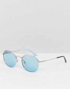 Круглые солнцезащитные очки с синими стеклами Calvin Klein CK18116S - Синий