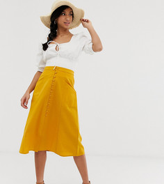 Юбка миди на пуговицах ASOS DESIGN Petite - Желтый
