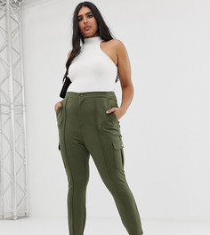 Узкие брюки в стиле милитари с контрастной строчкой ASOS DESIGN - Зеленый