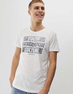 Белая футболка с принтом youth Esprit - Белый