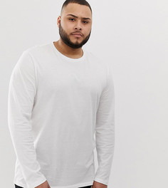 Белый лонгслив из органического хлопка с круглым вырезом ASOS DESIGN Plus - Белый