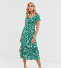 Платье миди с открытыми плечами и цветочным принтом ASOS DESIGN Tall - Зеленый