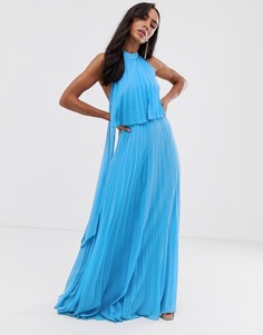 Плиссированное платье макси с халтером и завязкой ASOS DESIGN - Мульти