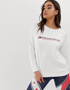 Белый свитшот с круглым вырезом и логотипом Tommy Hilfiger Sport - Белый