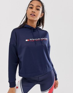 Темно-синий укороченный худи с логотипом Tommy Hilfiger Sport - Темно-синий
