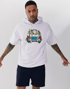 Oversize-худи с короткими рукавами и принтом honolulu ASOS DESIGN - Белый