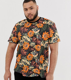 Свободная футболка с цветочным принтом ASOS DESIGN Plus - Черный