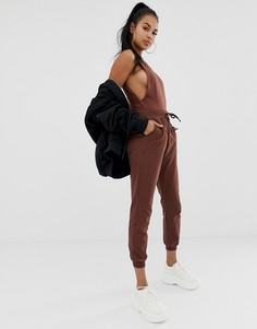 Базовые джоггеры с поясом ASOS DESIGN - Коричневый