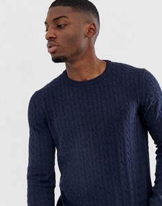 Джемпер с узором в косичку Only & Sons - Темно-синий