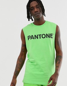 Зеленая футболка без рукавов Bershka PANTONE - Зеленый