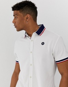 Белая рубашка из пике с отделкой на воротнике и короткими рукавами Jack & Jones Core - Белый