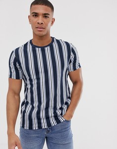 Темно-синяя футболка в голубую вертикальную полоску Burton Menswear - Темно-синий