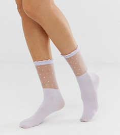 Фиолетовые короткие носки в горошек с оборками Jonathan Aston - Фиолетовый