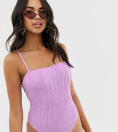 Слитный сиреневый купальник из жатой ткани Missguided - Фиолетовый