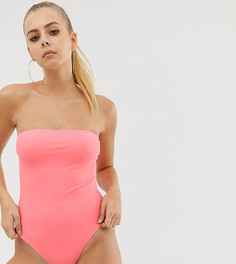 Розовый слитный купальник-бандо Missguided - Оранжевый