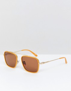 Квадратные солнцезащитные очки с двойной переносицей Calvin Klein CK18102S - Коричневый