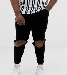 Черные стретчевые джинсы с рваной отделкой ASOS DESIGN Plus - Черный