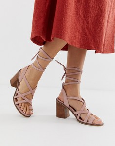 Замшевые босоножки на каблуке с завязкой ASOS DESIGN Trivia - Фиолетовый