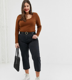Топ с глубоким вырезом и длинными рукавами ASOS DESIGN Curve - Коричневый