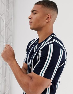 Темно-синяя/сине-зеленая футболка в вертикальную полоску Burton Menswear - Темно-синий