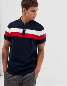 Темно-синее поло с полосками на груди Tommy Hilfiger - Темно-синий
