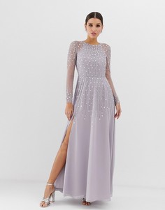 Платье макси с длинными рукавами и отделкой пайетками ASOS DESIGN - Серый