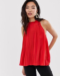 Красный плиссированный топ халтер River Island - Красный