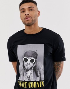 Черная свободная футболка с принтом Kurt Cobain Bershka - Черный