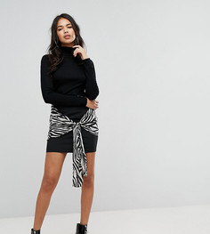 Мини-юбка с узором зебры PrettyLittleThing - Черный