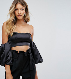 Атласный кроп-топ Missguided - Черный