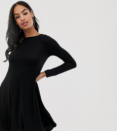Черное свободное платье с глубоким вырезом и длинными рукавами Boohoo - Черный