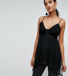 Топ из сетки добби и кружева River Island - Черный