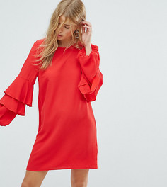 Платье с ярусными оборками на рукавах New Look - Красный