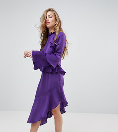 Платье с асимметричной оборкой Miss Selfridge - Фиолетовый